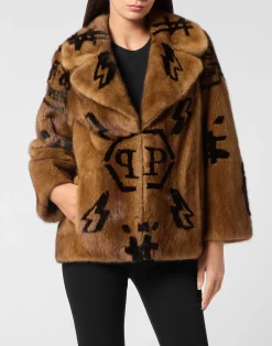 PHILIPP PLEIN SHORT MINK COAT Monogram>Donna Giubbotti|Pellicce E Cappotti