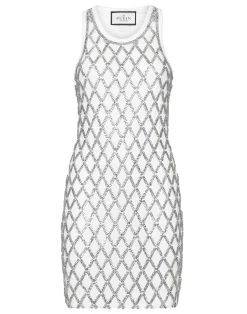 PHILIPP PLEIN Short Tank Dress Crystal Net>Donna Abiti E Gonne|T-Shirt & Polo