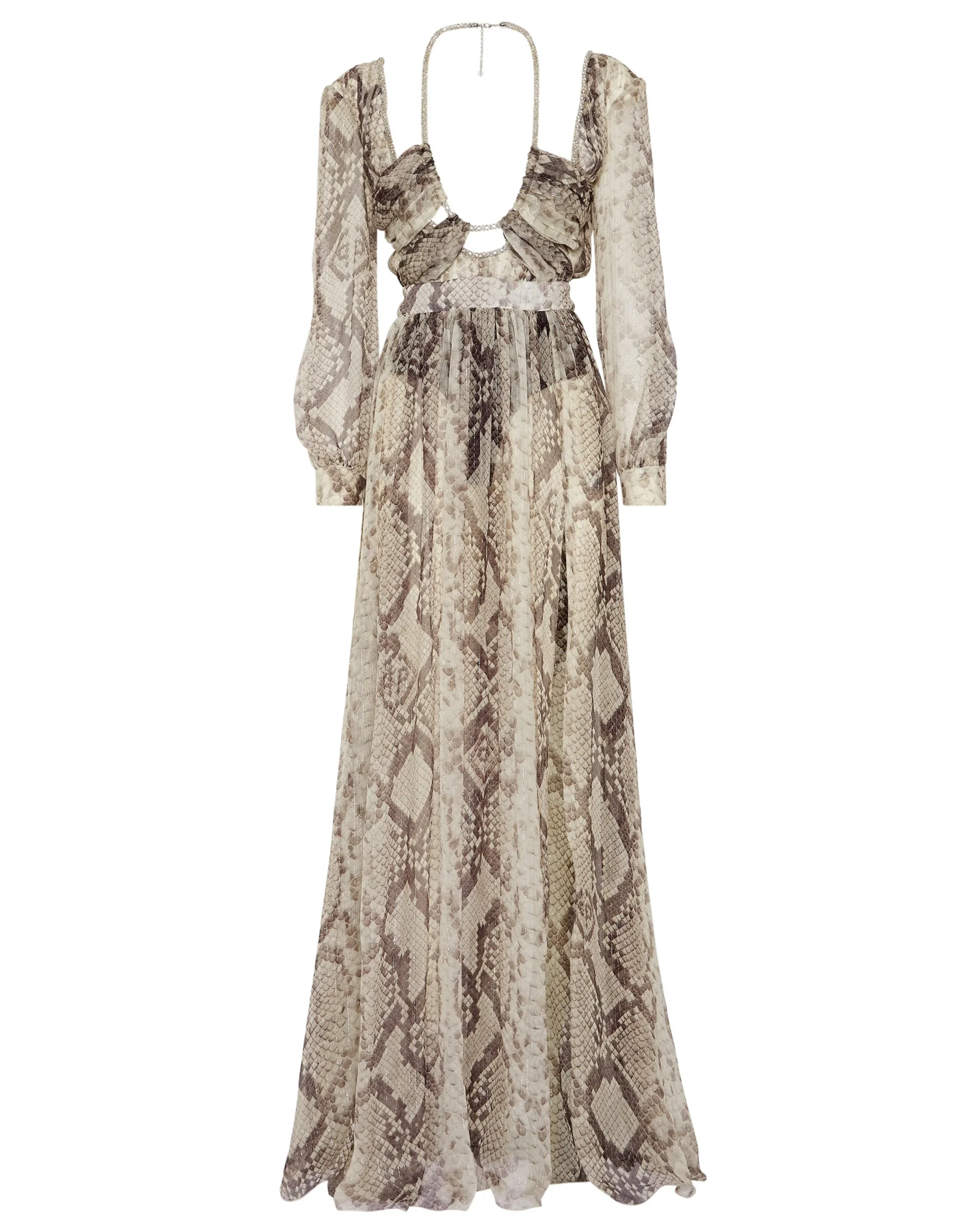 PHILIPP PLEIN Silk Chiffon Long Dress Pitone>Donna Abiti E Gonne