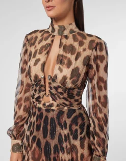 PHILIPP PLEIN Silk Chiffon Mini Dress><noscript><img data-lazyloaded=