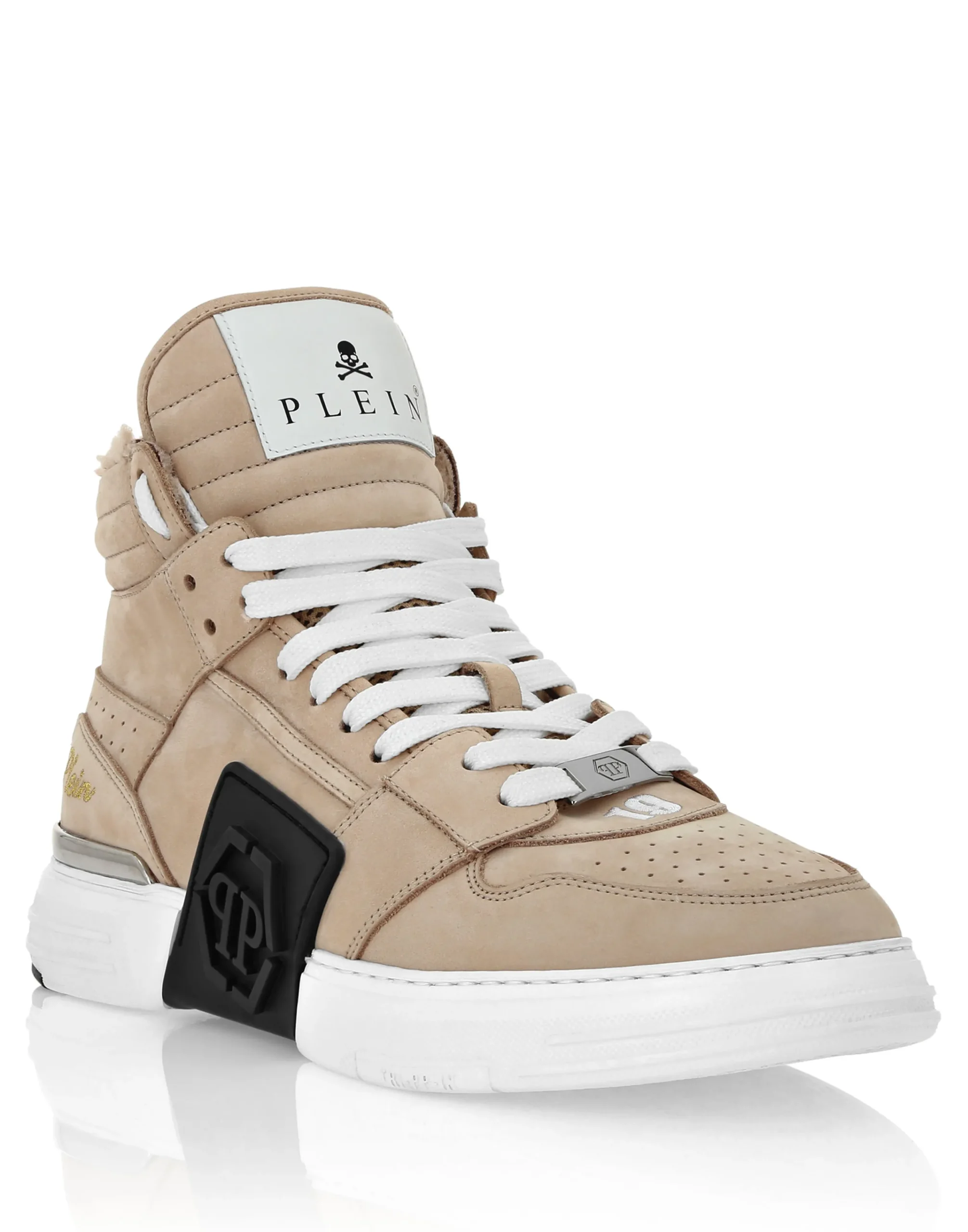 PHILIPP PLEIN Suede & Shearling Mid Top Sneakers Phantom Kick$>Uomo High Top Sneakers|High Top Sneakers