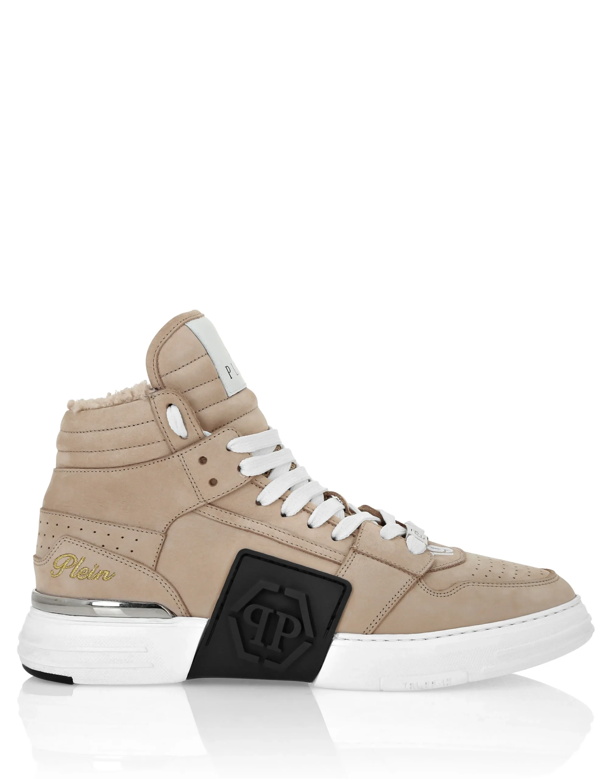 PHILIPP PLEIN Suede & Shearling Mid Top Sneakers Phantom Kick$>Uomo High Top Sneakers|High Top Sneakers