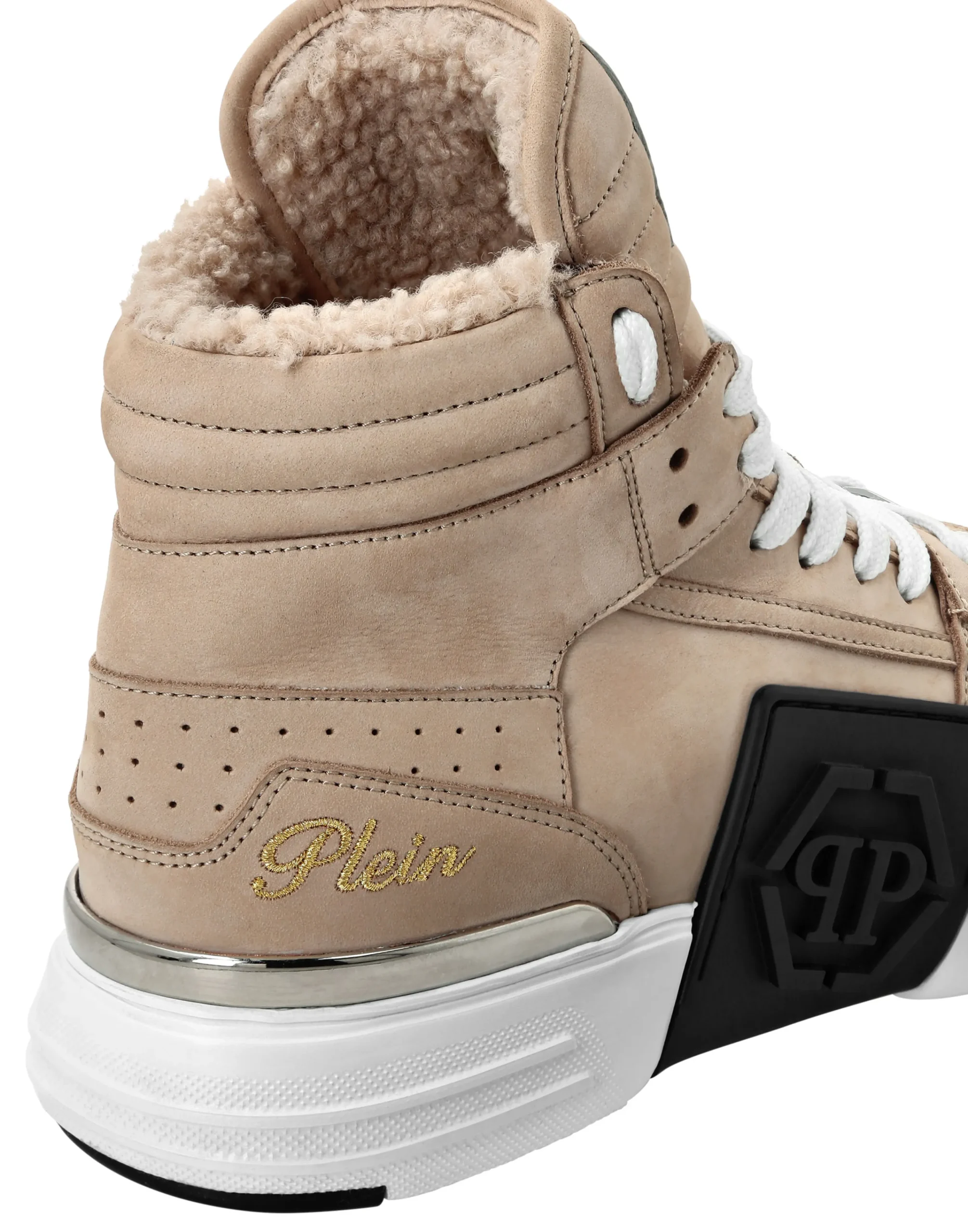 PHILIPP PLEIN Suede & Shearling Mid Top Sneakers Phantom Kick$>Uomo High Top Sneakers|High Top Sneakers