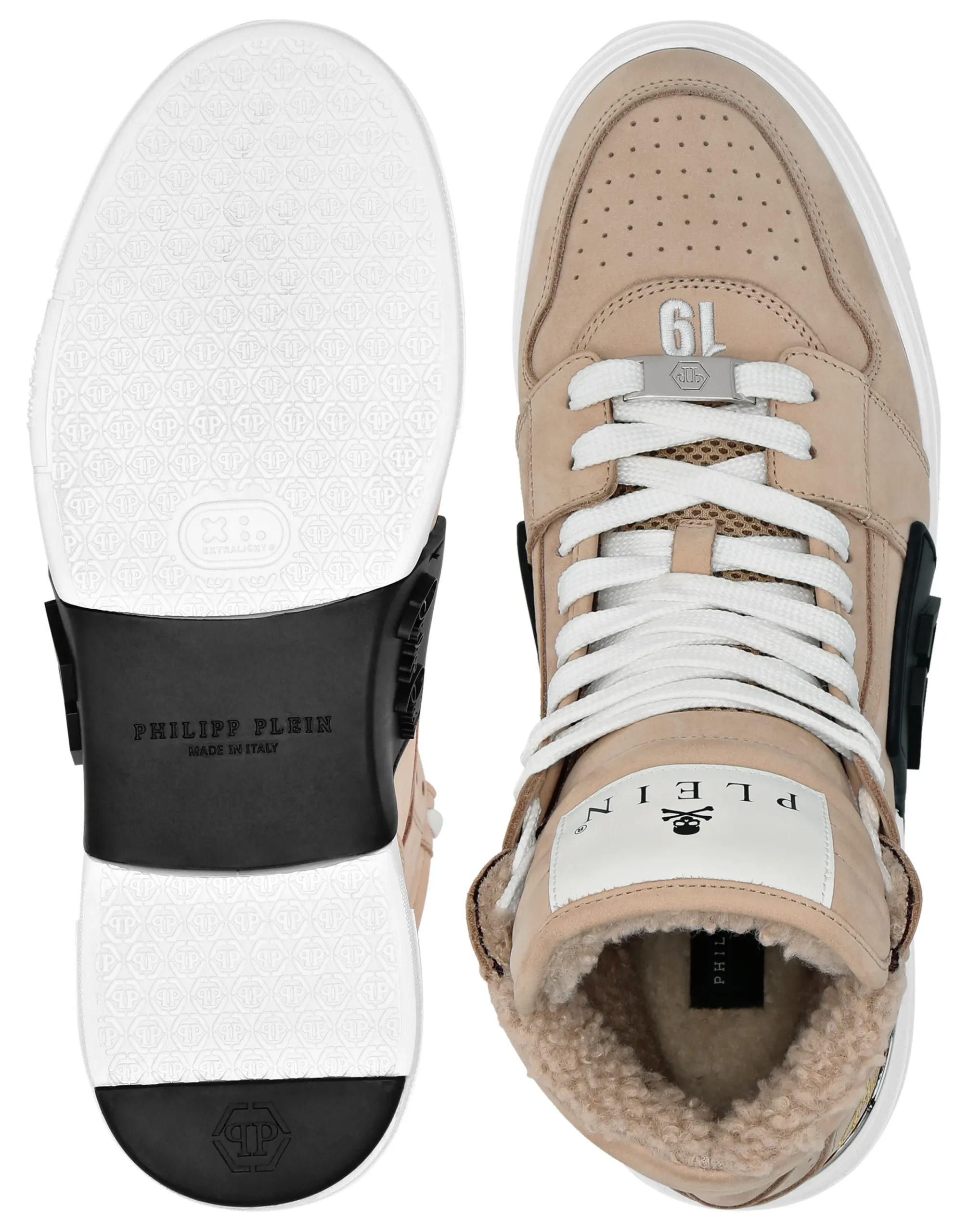 PHILIPP PLEIN Suede & Shearling Mid Top Sneakers Phantom Kick$>Uomo High Top Sneakers|High Top Sneakers