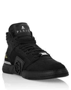 PHILIPP PLEIN Suede & Shearling Mid Top Sneakers Phantom Kick$>Uomo High Top Sneakers|High Top Sneakers