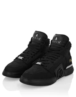PHILIPP PLEIN Suede & Shearling Mid Top Sneakers Phantom Kick$><noscript><img data-lazyloaded=