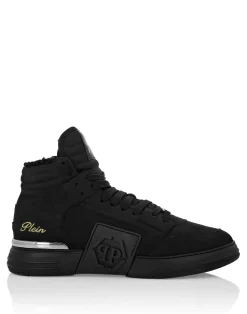 PHILIPP PLEIN Suede & Shearling Mid Top Sneakers Phantom Kick$><noscript><img data-lazyloaded=