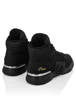 PHILIPP PLEIN Suede & Shearling Mid Top Sneakers Phantom Kick$><noscript><img data-lazyloaded=