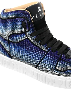 PHILIPP PLEIN Suede Hi-Top Sneakers Strass Studs><noscript><img data-lazyloaded=