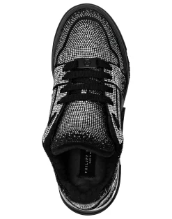 PHILIPP PLEIN Suede Lo-Top Sneakers Strass Hexagon><noscript><img data-lazyloaded=