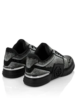 PHILIPP PLEIN Suede Lo-Top Sneakers Strass Hexagon><noscript><img data-lazyloaded=
