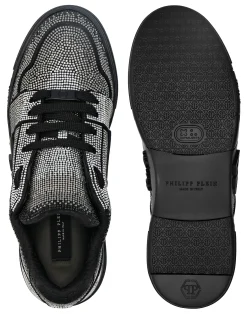 PHILIPP PLEIN Suede Lo-Top Sneakers Strass Hexagon><noscript><img data-lazyloaded=