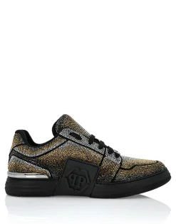 PHILIPP PLEIN Suede Lo-Top Sneakers Strass Hexagon><noscript><img data-lazyloaded=