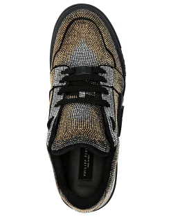 PHILIPP PLEIN Suede Lo-Top Sneakers Strass Hexagon><noscript><img data-lazyloaded=