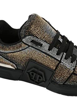 PHILIPP PLEIN Suede Lo-Top Sneakers Strass Hexagon><noscript><img data-lazyloaded=