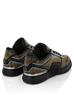 PHILIPP PLEIN Suede Lo-Top Sneakers Strass Hexagon><noscript><img data-lazyloaded=