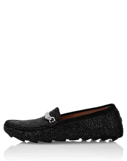 PHILIPP PLEIN Suede Strass Moccasin><noscript><img data-lazyloaded=