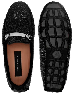 PHILIPP PLEIN Suede Strass Moccasin><noscript><img data-lazyloaded=