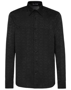 PHILIPP PLEIN Sugar Daddy Cut Silk Shirt Monogram>Uomo Camicie