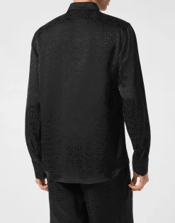 PHILIPP PLEIN Sugar Daddy Cut Silk Shirt Monogram><noscript><img data-lazyloaded=