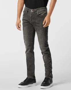 PHILIPP PLEIN Super Straight Cut Denim Trousers Cursive>Uomo Denim
