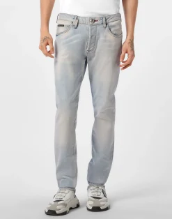 PHILIPP PLEIN Super Straight Cut Jeans Flying Money>Uomo Denim