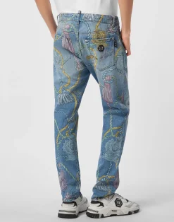 PHILIPP PLEIN Super Straight Cut Jeans Tassels><noscript><img data-lazyloaded=
