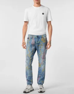 PHILIPP PLEIN Super Straight Cut Jeans Tassels><noscript><img data-lazyloaded=