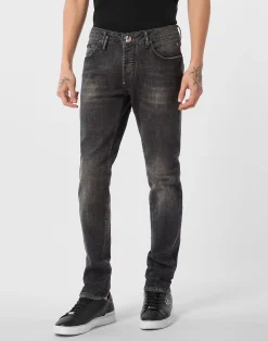 PHILIPP PLEIN Super Straight Cut Jeans Flying Money>Uomo Denim