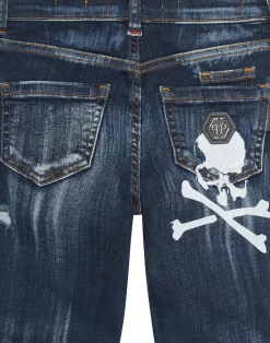 PHILIPP PLEIN Super Straight Cut Trousers Skull&Bones><noscript><img data-lazyloaded=