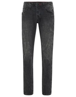 PHILIPP PLEIN Super Straight Cut Trousers Skull>Uomo Denim