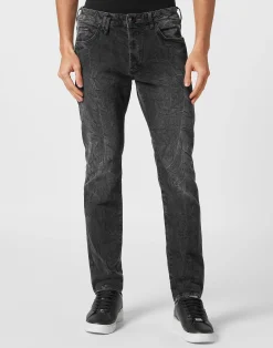 PHILIPP PLEIN Super Straight Cut Trousers Skull>Uomo Denim