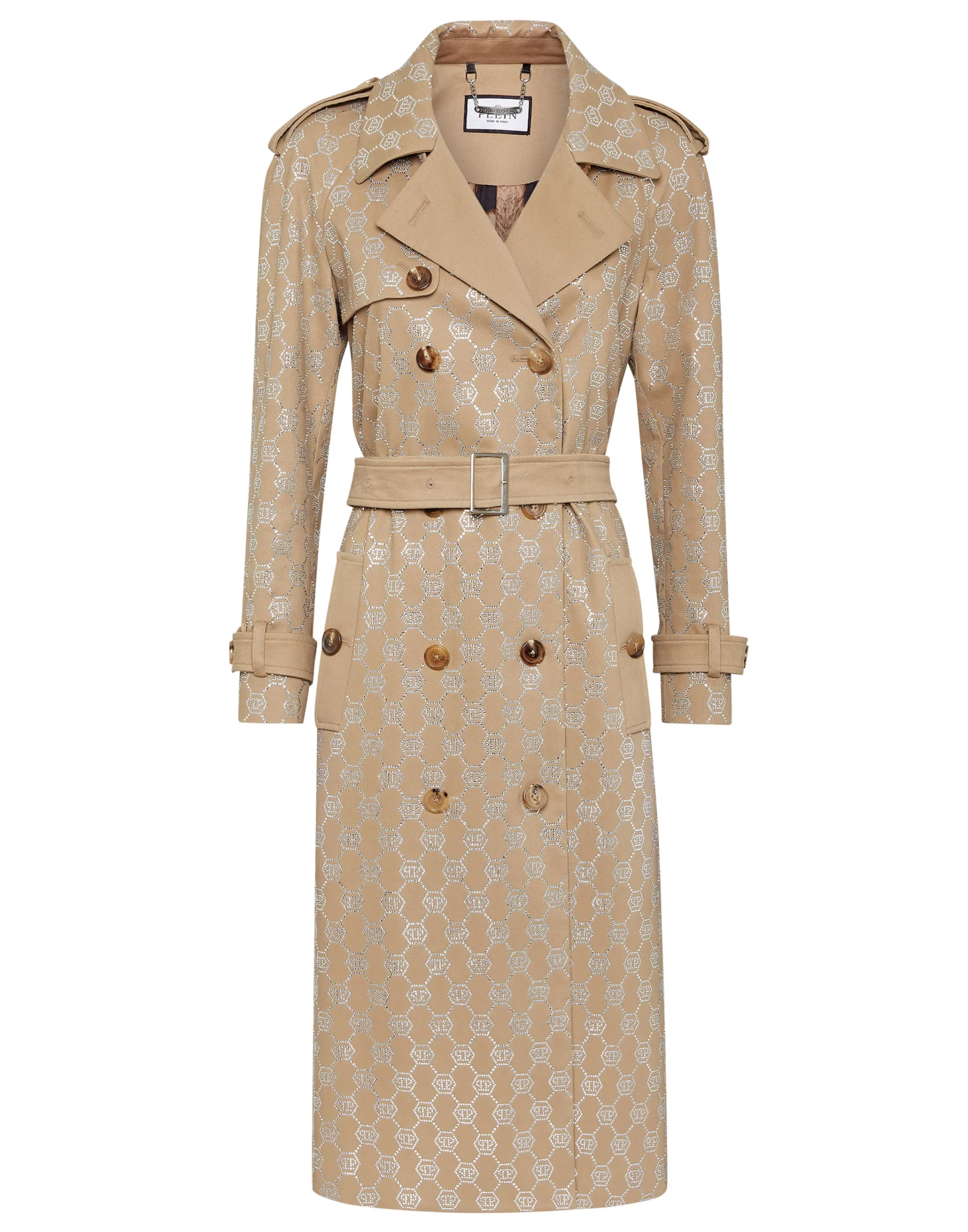 PHILIPP PLEIN Trench Coat Strass Monogram>Donna Giubbotti|Pellicce E Cappotti