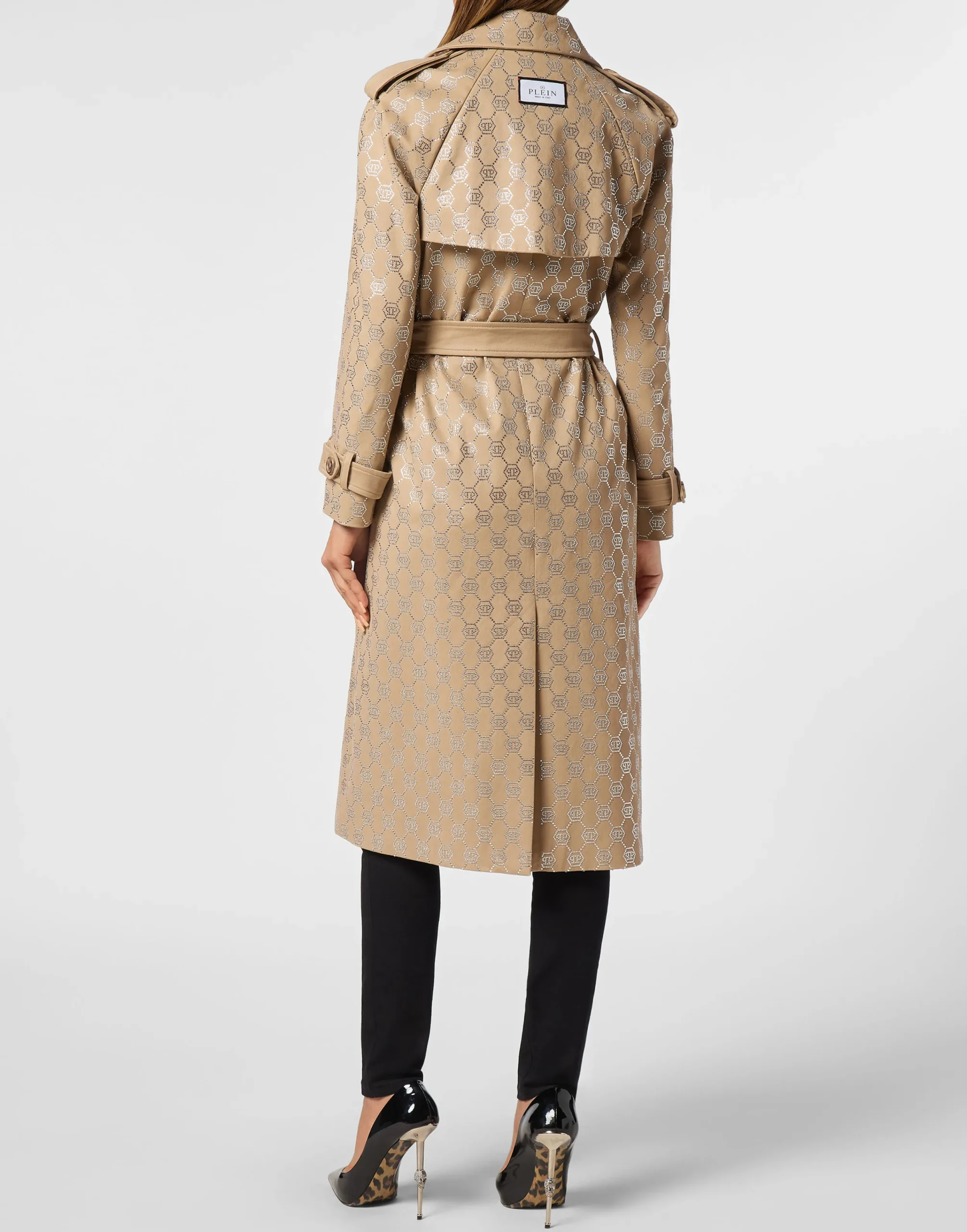 PHILIPP PLEIN Trench Coat Strass Monogram>Donna Giubbotti|Pellicce E Cappotti