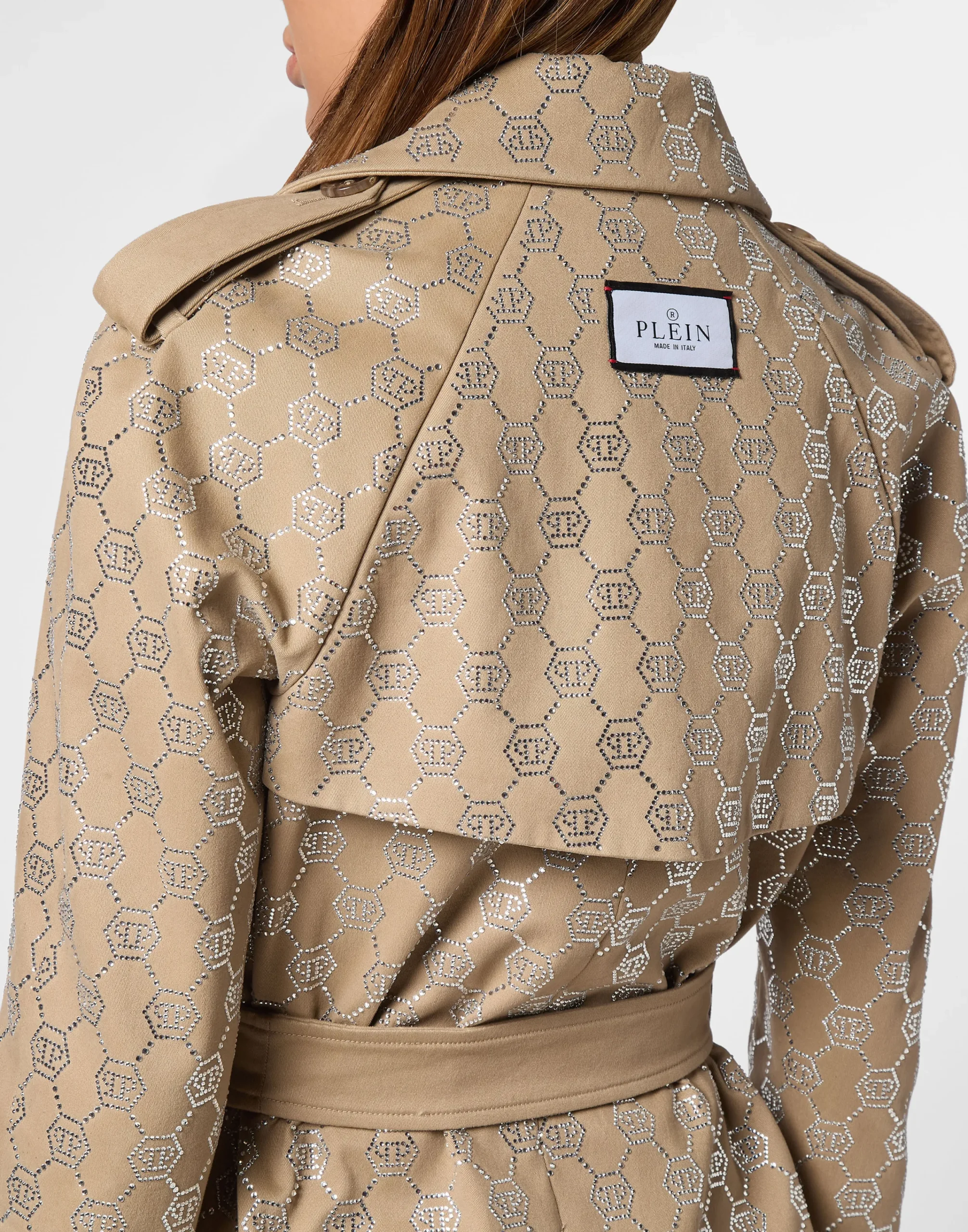 PHILIPP PLEIN Trench Coat Strass Monogram>Donna Giubbotti|Pellicce E Cappotti