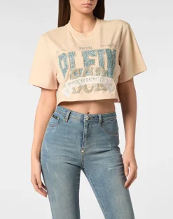 PHILIPP PLEIN T-shirt Round Neck SS Crop Vintage Print>Donna T-Shirt & Polo