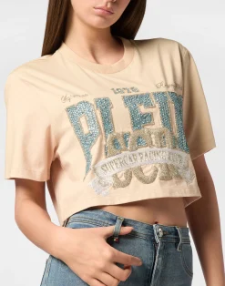 PHILIPP PLEIN T-shirt Round Neck SS Crop Vintage Print><noscript><img data-lazyloaded=