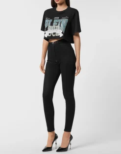 PHILIPP PLEIN T-shirt Round Neck SS Crop Vintage Print><noscript><img data-lazyloaded=