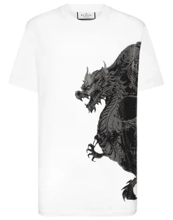 PHILIPP PLEIN T-shirt Round Neck SS Dragon Skull strass>Uomo T-Shirts