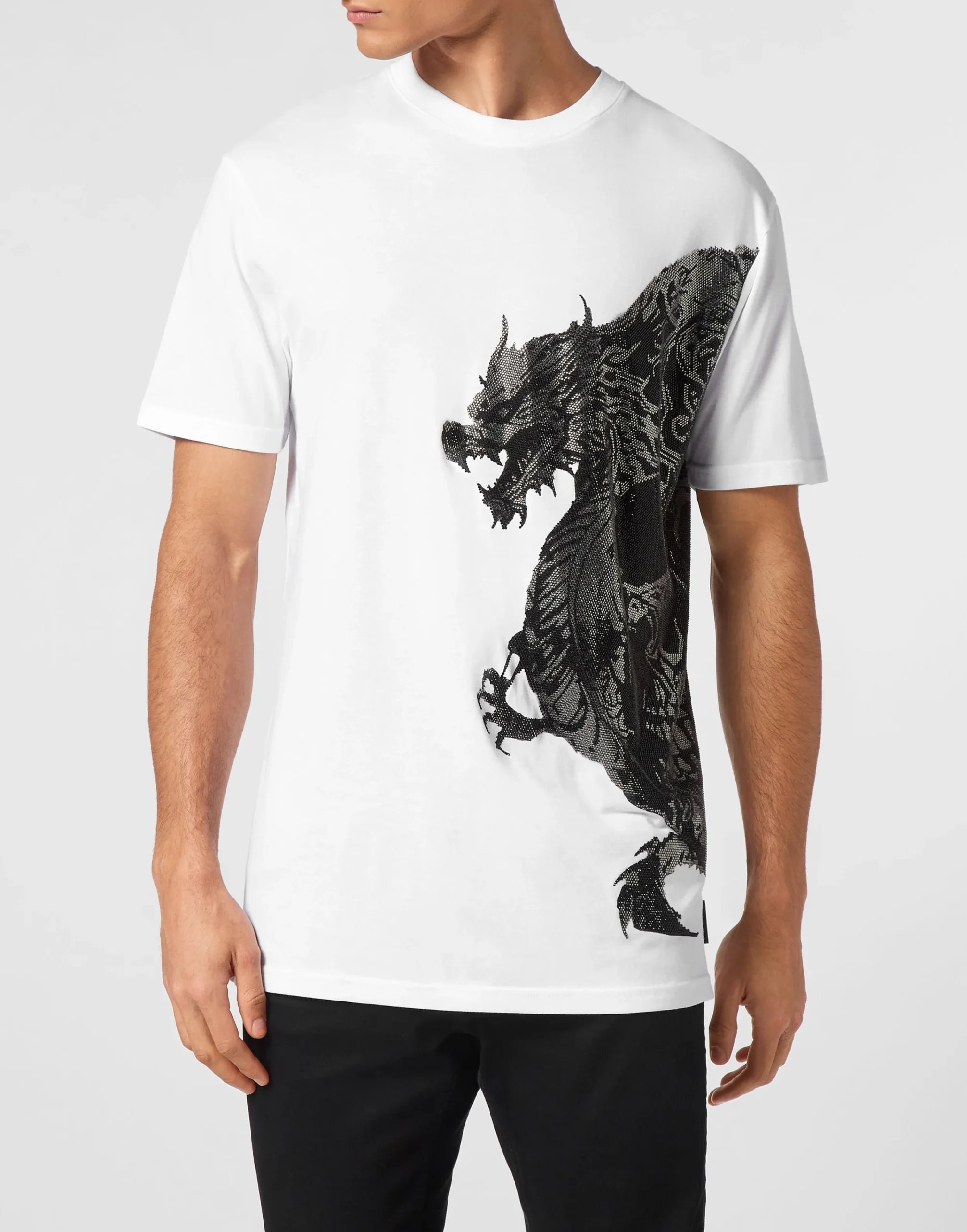 PHILIPP PLEIN T-shirt Round Neck SS Dragon Skull strass>Uomo T-Shirts