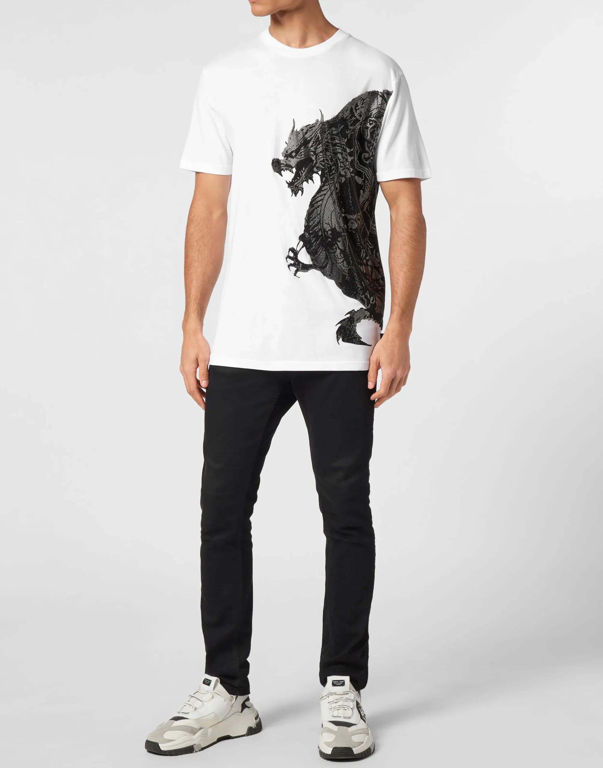 PHILIPP PLEIN T-shirt Round Neck SS Dragon Skull strass>Uomo T-Shirts