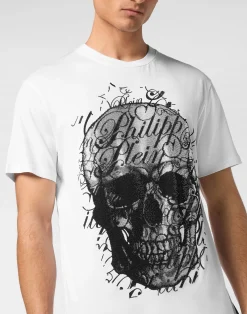 PHILIPP PLEIN T-shirt Round Neck SS Skull Coursive><noscript><img data-lazyloaded=