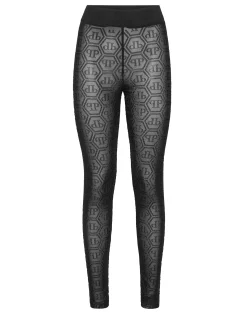 PHILIPP PLEIN Tulle Leggings Monogram Strass>Donna Activewear