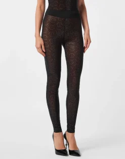 PHILIPP PLEIN Tulle Leggings Monogram Strass>Donna Activewear