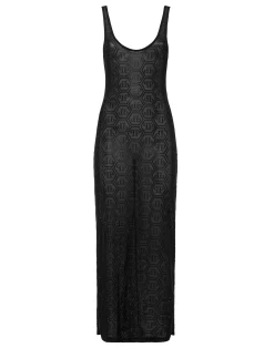 PHILIPP PLEIN Tulle Long Tank Dress Monogram Strass>Donna Abiti E Gonne|T-Shirt & Polo