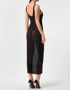 PHILIPP PLEIN Tulle Long Tank Dress Monogram Strass><noscript><img data-lazyloaded=