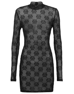 PHILIPP PLEIN Tulle Mini Dress Monogram>Donna Abiti E Gonne