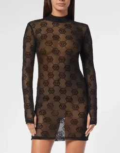 PHILIPP PLEIN Tulle Mini Dress Monogram>Donna Abiti E Gonne