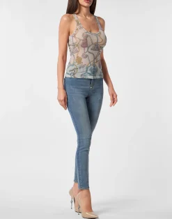 PHILIPP PLEIN Tulle Tank Top Tassels><noscript><img data-lazyloaded=