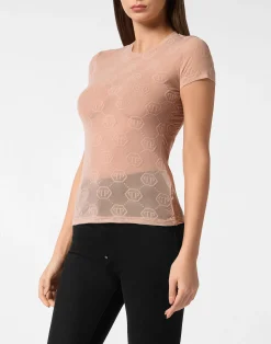 PHILIPP PLEIN Tulle T-Shirt Sexy Pure SS Monogram>Donna T-Shirt & Polo